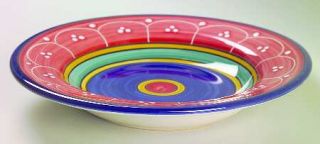 Pier 1 San Marco 9 Soup/Pasta Bowl, Fine China Dinnerware   Red,Yellow,Blue,Gre