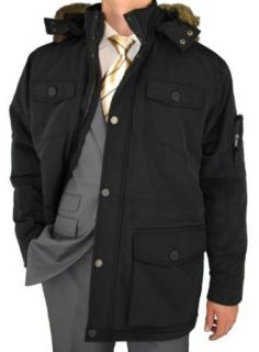 Modern Italian Fit Mens Parka Removable Hood Topcoat Waterproof Sportcoat Black at  Mens Clothing store Raincoats