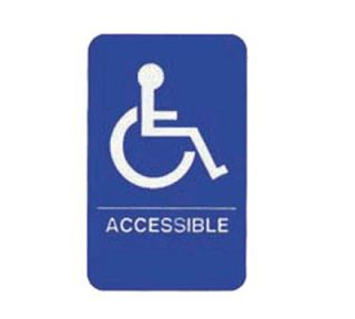 Tablecraft 6 x 9 in Sign, Accessible w/ Handicapped Symbol, White On Blue
