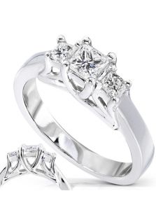 Diamond Me 6513 4  Jewelry,Womens 1/2 TDW 3 Stone Princess Cut Diamond Engagement Ring, Fine Jewelry Diamond Me Rings Jewelry