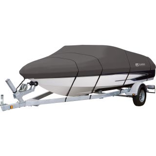 Classic Accessories StormPro Heavy-Duty Boat Cover — Charcoal, Fits 17ft.–19ft. V-Hull Outboard and I/O Runabouts (Beam Width Up To 102in.), Model# 88948  Boat Covers