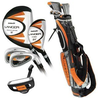Intech Lancer Junior Golf Set, (Right Handed, Age 8 to 12, 17.5 degree Driver, 4/5 Hybrid Iron, Wide Sole 7 and 9 irons, Junior Putter, Deluxe Stand Bag) Sports & Outdoors
