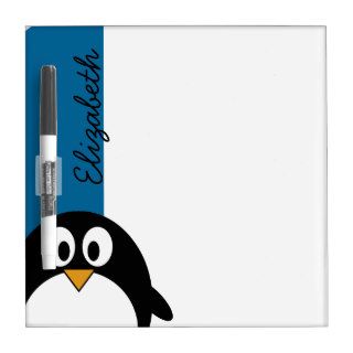 cute cartoon penguin with blue background Dry Erase whiteboards