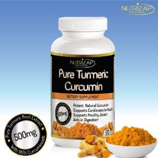 Premium Turmeric Curcumin Extract Capsules By Nutrizap  Includes BioPerine For Improved Potency  Supports Knee and Joint Pain Relief  500mg Per Serving  120 Capsules  Made in USA Health & Personal Care