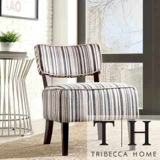 Tribecca Home Elko Striped Print Armless Curved Back Accent Chair