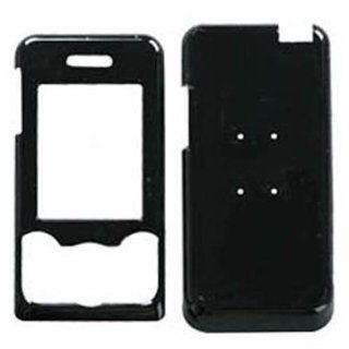 Hard Plastic Snap on Cover Fits Sony Ericsson W580i Solid Black AT&T Cell Phones & Accessories