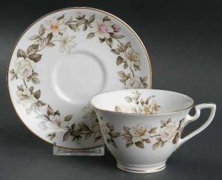 Royal Worcester Torquay Footed Cup & Saucer Set, Fine China Dinnerware   White/P