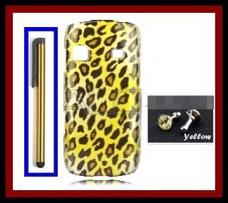 Samsung M580 Replenish (Sprint) Leopard Yellow Design Snap on Case Cover Front/Back + Golden Yellow Stylus Touch Screen Pen + One FREE Yellow 3.5mm Bling Headset Dust Plug Cell Phones & Accessories