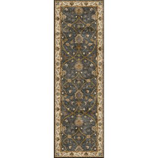 Hand tufted Traditional Oriental Pattern Blue Rug (26 X 8)