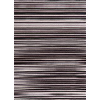 Handmade Flat weave Striped Pattern Gray/ Black Area Rug (5 X 8)