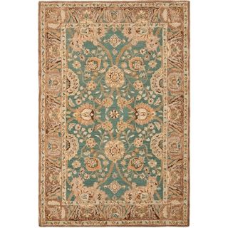 Safavieh Hand made Anatolia Teal/ Camel Wool Rug (5 X 8)