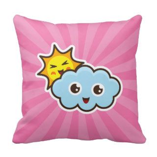 Cute kawaii sun and cloud cartoon custom pillow