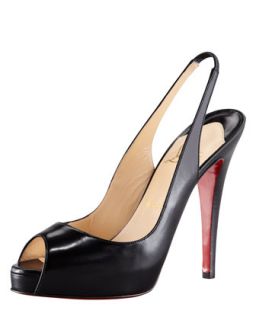 No Prive Leather Slingback Red Sole Pump, Black   Christian Louboutin