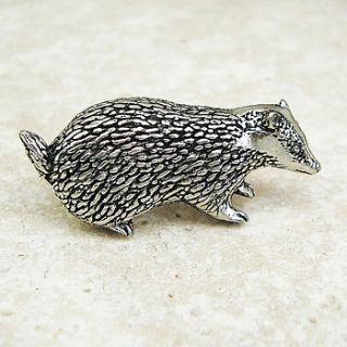 antiqued pewter badger tie pin by wild life designs