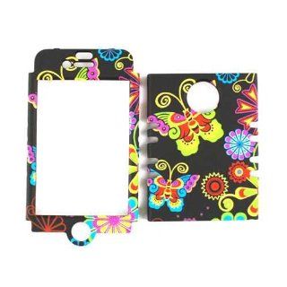 Cell Armor IPHONE4G RSNAP TE584 Snap On Case for iPhone 4/4S   Retail Packaging   Butterflies and Flowers/Black Cell Phones & Accessories