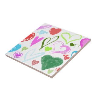 Love, Romance, Hearts   Red Blue Pink Green Ceramic Tiles