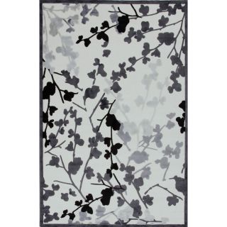 Transitional Floral Pattern Gray/ Black Rug (2 X 3)