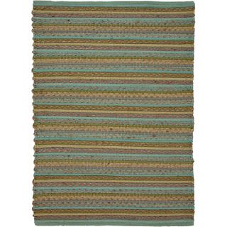 Handwoven Naturals Stripe Pattern Multicolor Cotton blend Area Rug (2 X 3)