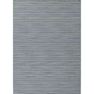 Handmade Flat Weave Stripe Pattern Blue Casual Area Rug (5 X 8)