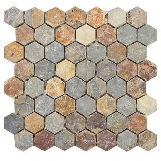 Somertile Ridge Hexagon Sunset 12x11.5 inch Stone Mosaic Tiles (pack Of 5)