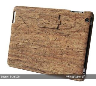 Scratch brown iPad case Wooden grain texture series case for ipad 2/3/4 with bulid in stand angles Computers & Accessories