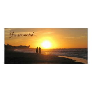 Tropical sunset beach wedding invitation template