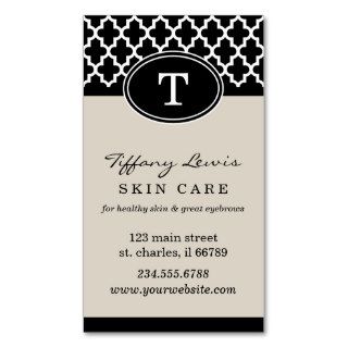 Black and Beige Monogram Moroccan Print Business Cards