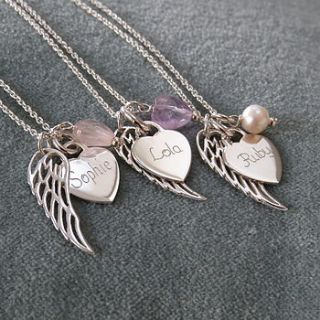 personalised sterling silver heart and angel pendant by hurley burley