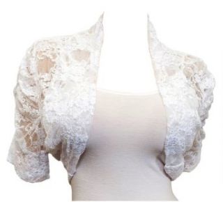 eVogues Plus Size Floral Lace Bolero Shrug White Shrug Sweaters