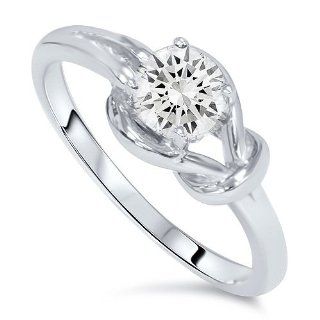 .50CT Everlong Diamond Solitaire Knot Ring 14K White Gold Engagement Rings Jewelry