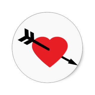 Red Heart Love Amor Arrow Stickers
