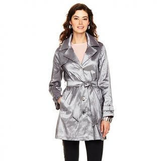 MarlaWynne Jeweltone Taffeta Belted Trench Coat