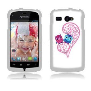 Hard Plastic Snap on Cover Fits Kyocera C5170 Hydro Pink Blue Love Owl Shield Cricket, BoostMobile Cell Phones & Accessories