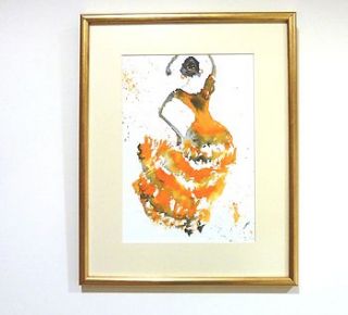 orange flamenco framed original painting by kindarts