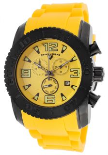 Swiss Legend 10067 BB 07  Watches,Commander Chrono Yellow Silicone & Dial Black IP Steel Case, Diver Swiss Legend Quartz Watches