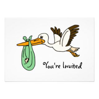BT  Funny Stork Baby Shower Invitations