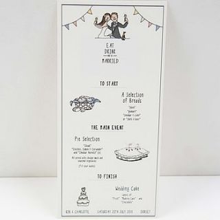 illustrated menu and thank you cards by rose cottage designs
