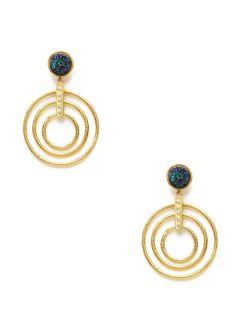 Blue Druzy & CZ Earrings by Zariin