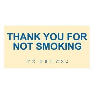 ADA Thank You For Not Smoking Braille Sign RSME 595 BLUonIvory  Business And Store Signs 