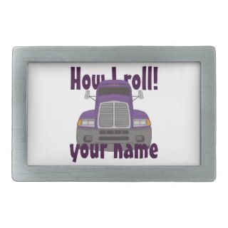 Personalized Trucker How I Roll (Purple) Rectangular Belt Buckle