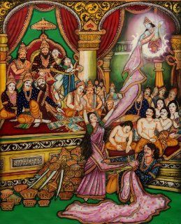 Draupadi Chira harana   Mysore Painting with 24 Karat Gold   Artist Chandrika   Oil Paintings