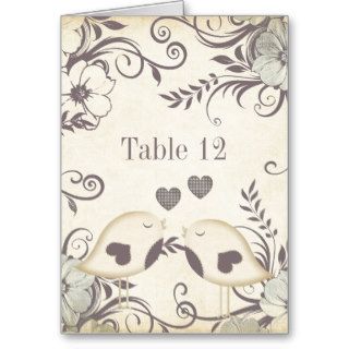 Love Birds Wedding Table Number Greeting Card