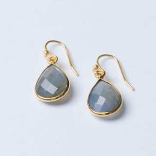 gold and labradorite drop earrings by ashiana for hurleyburley