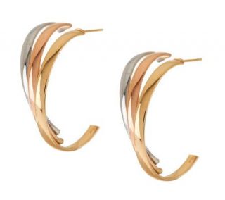 Polished Triple Illusion Hoop Earrings 14K Gold Tube —