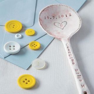 personalised ceramic baby spoon by sarah jones morris ceramics