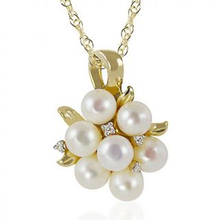 Imperial Pearls 14K Gold 5 5.5mm Cultured Fresh Water Pearl Cluster Diamond Acc