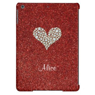 Graphic Diamond Heart Red Glitter Background iPad Air Cover