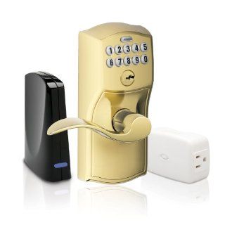 Schlage FE599GRNX CAM 505 ACC 605 Keypad Lever Home Security Kit with Nexia Home Intelligence, Bright Brass (Z Wave)   Door Handles  