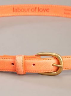 Labour Of Love Coral Leather Skinny Belt
