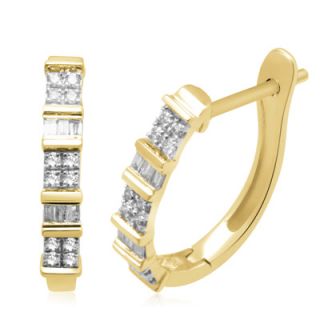 online only 1 4 ct t w baguette and round diamond hoop earrings in